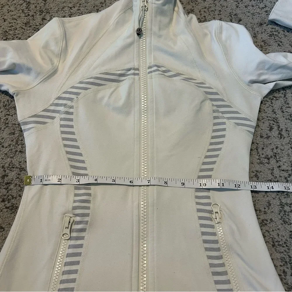 Lululemon Polar Cream Half Micro Macro Stripe Heather Silver Slate Define Jacket